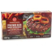 Western Family - Prime Rib Beef Burgers, 6 Each