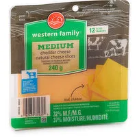 Western Family - Medium Cheddar Cheese Slices, 240 Gram