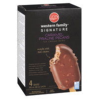 Western Family - Signature Ice Cream Bars - Caramel Praline Pecans, 4 Each