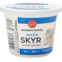 Western Family - SKYR Icelandic Style yogurt Vanilla, 0% M.F., 500 Gram