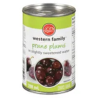 Western Family - Prune Plums in Lightly Sweetened Water, 398 Millilitre