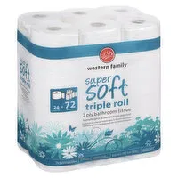 Western Family - Triple Roll Bathroom Tissue 24 Rolls, 24 Each