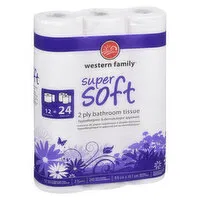 Western Family - Bathroom Tissue, 2 ply, 12 Double Rolls, 12 Each