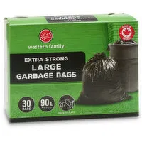 Western Family - Extra Strong, Large Black Bags, 30 Each