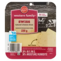 Western Family - Natural Cheese Slices, Swiss, 220 Gram