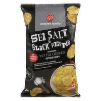 Western Family - Kettle Sea Salt & Black Pepper Chips, 200 Gram