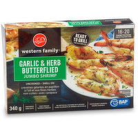 Western Family - Butterflied Jumbo Shrimp, Garlic & Herb, 340 Gram