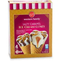 Western Family - Ice Cream Cone Salted Caramel, 4 Each