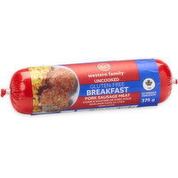 Western Family - Uncooked Gluten-Free Breakfast Pork Sausage Meat, 375 Gram