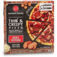 Western Family - Thin & Crispy Pizza, Double Pepperoni, 325 Gram