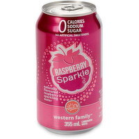Western Family - Raspberry Sparkling Water, 355 Millilitre