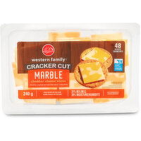 Western Family - Cracker Cut Marble Cheddar Cheese Slices,  48 Pack, 240 Gram