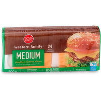 Western Family - Medium Cheddar Slices, 500 Gram