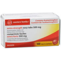 Western Family - Acetaminophen Easy Tablets - Extra Strength 500mg, 100 Each