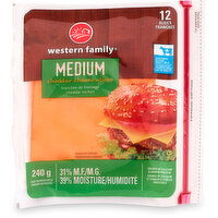 Western Family - Medium Cheddar Cheese Slice, 1 Each