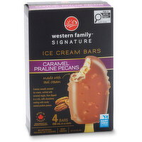 Western Family - Signature Ice Cream Bars Caramel Praline Pecans, 4 Each