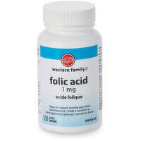 Western Family - Folic Acid 1MG, 100 Each