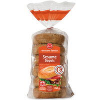 Western Family - Sesame Bagels, 6 Pack, 450 Gram