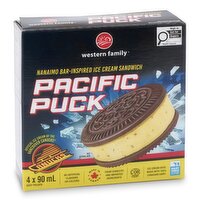 Western Family - Canucks Pacific Puck Ice Cream Sandwich, 4 Pack, 1 Each