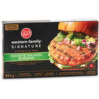 Western Family - Signature Garden Blend Sockeye Salmon Burgers, 454 Gram