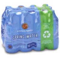 Western Family - Spring Water 500mL Bottles, 12 Each