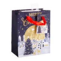 Paper Trendz - Xmas Gift Bag Large Matte & Glitter with Gift Tag and j hook, 1 Each