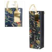 Paper Trendz - Christmas Gift Bottle Bag, Matte Merry & Bright, 1 Each