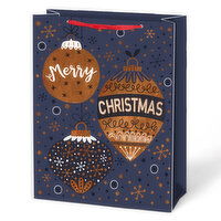 Paper Trendz - Xmas Gift Bag Blue Medium Merry Christmas, 1 Each