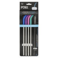 PURE - Silicone Tip Stainless Steel Straws, 1 Each