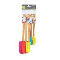 L Gourmet - Silicon Spatula with Wood Handle - Set of 5, 5 Each