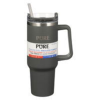 Pure - Insulated Tumbler with Handle/Straw - Grey 40oz, 1 Each