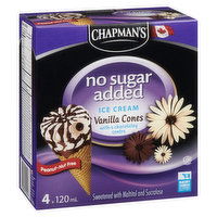 Chapman's - Ice Cream Cones - Vanilla, No Sugar Added, 4 Each