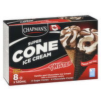 Chapman's - Super Cone Chocolate Twister, 8 Each