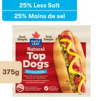 Maple Leaf - Natural Top Dogs Less Salt Hot Dogs, 375 Gram