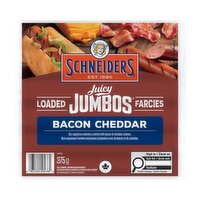 Schneiders - Juicy Jumbos Loaded Bacon Cheddar Hot Dogs, 375 Gram