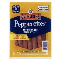 Schneiders - Pepperettes Sausage Snacks with 1% Honey Garlic, Family Pack, 375 Gram