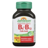Jamieson - Vitamin B6 B12 Folic Acid Bonus 90+20 Tablets, 110 Each