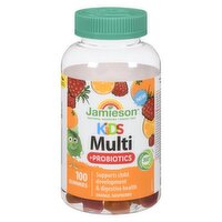 Jamieson - Kids Multi +Probiotics, Orange & Raspberry Gummies, 100 Each