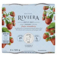 Riviera - Yogurt Goat Milk Strawberry Petit Pot, 4 Each