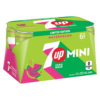 7UP - Zero Sugar Watermelon, Mini Cans, Limited Edition, 222 mL, 6 Each