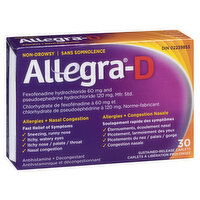 Allegra-D - Allergies & Nasal Congestion, 30 Each