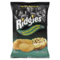 Old Dutch - Ridgies Sour Cream, Green Onion & Bacon Potato Chips, 220 Gram