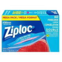 ZIPLOC - Freezer Large Bags Mega, 60 Each