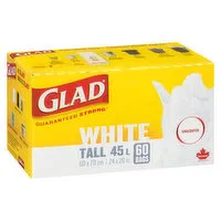 Glad - White Garbage Bags, Unscented, 60 Each