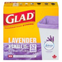 Glad - Xtra Small Garbage bags - Lavender color and scent, 52 Each