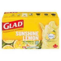 Glad - Sunshine Tall Kitchen Bags, Lemon Scented, 60 Each