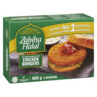 Zabiha Halal - Chicken Burgers, 8 Each