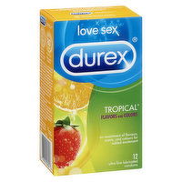 Durex - Love Sex Condoms Tropical Flavours & Colors, 12 Each