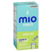Mio - Hydrate Electrolyte Drink Mix, Lemon Lime - 10 pack, 1 Each