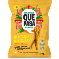 Que Pasa - Organic Spicy Queso Rolled Tortilla Chips, 184 Gram